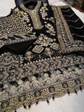 Embroidered Chiffon Suit | Black 2