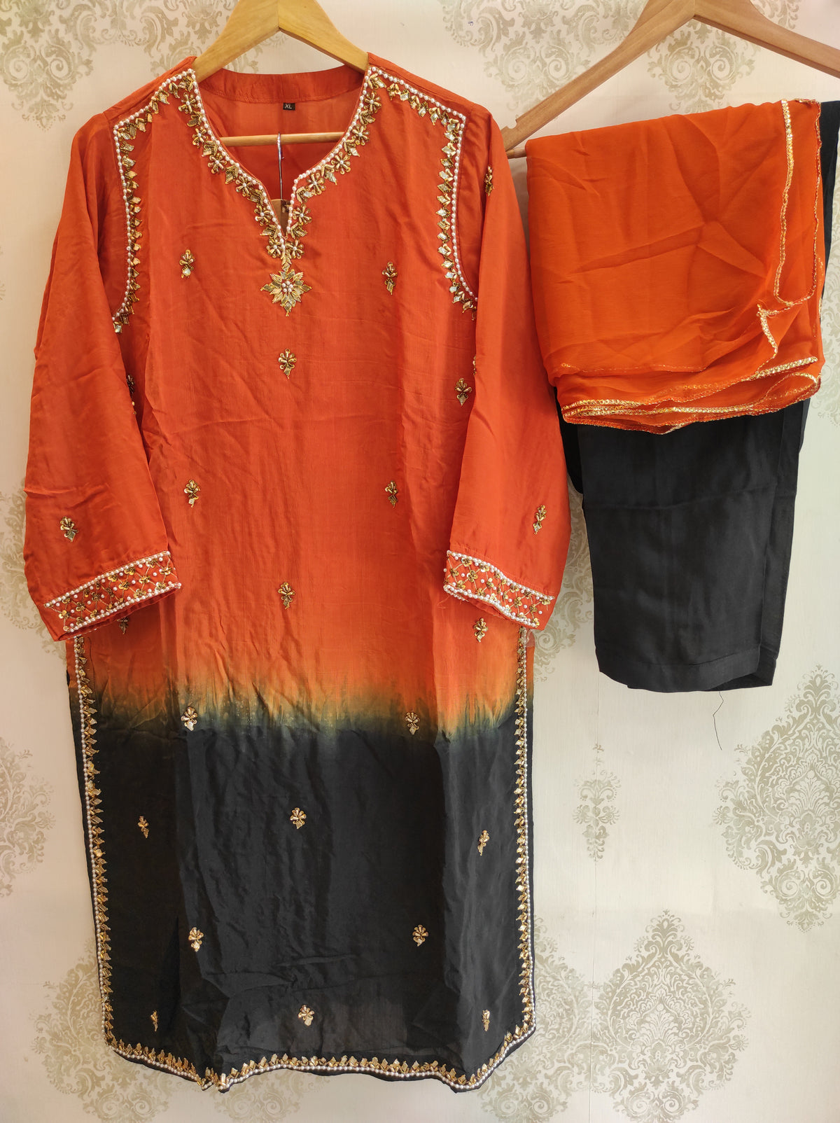 Orange Double Shaded Kurta Set