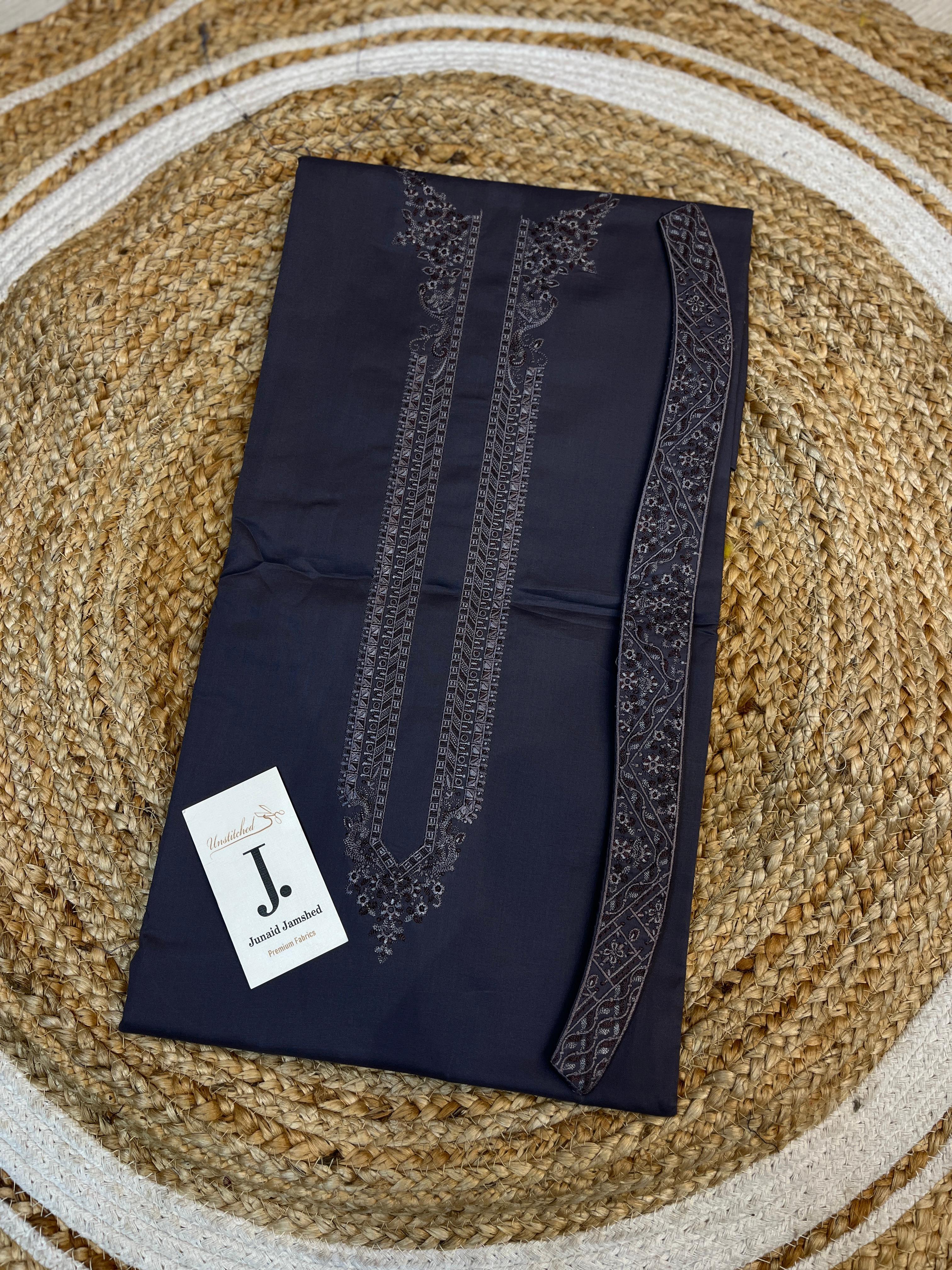 J. Embroidered Men's Unstitched Pathani Blue