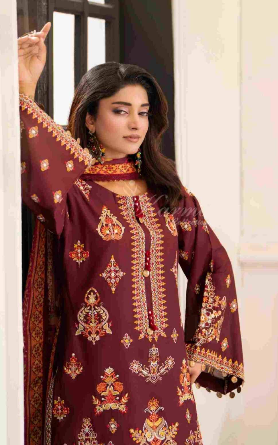 Ferisha Luxury Lawn | Royal Burgundy