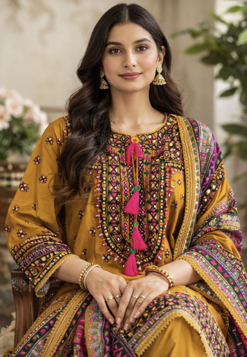 Gulnaar Farshi Set | Mustard