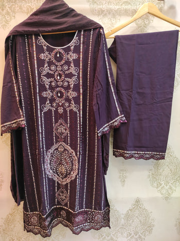Dark Wine Embroidered Suit