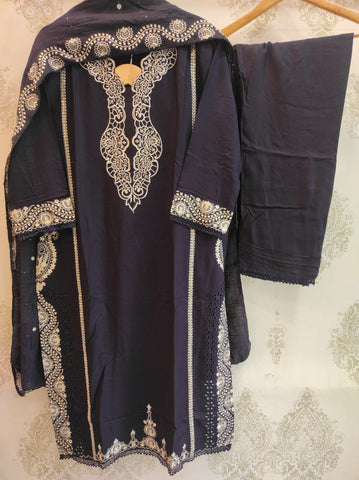 Deep Navy Blue Embroidered Suit