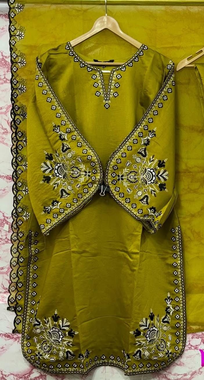 Cotton Embroidered Tunic | Lime Green