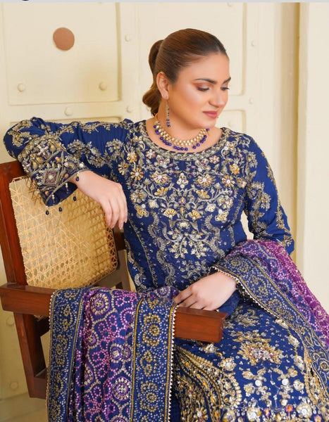 Regal Blue Chiffon Plazzo Set