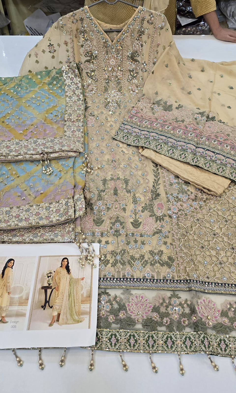 Embroidered Chiffon Design | Beige