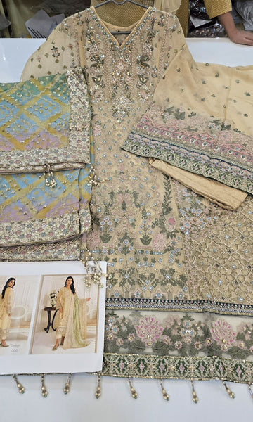 Embroidered Chiffon Design | Beige