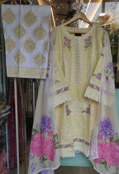 Ferisha Luxury Lawn | Butter Yellow