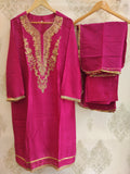 Hot Pink Raw Silk Kurta Set