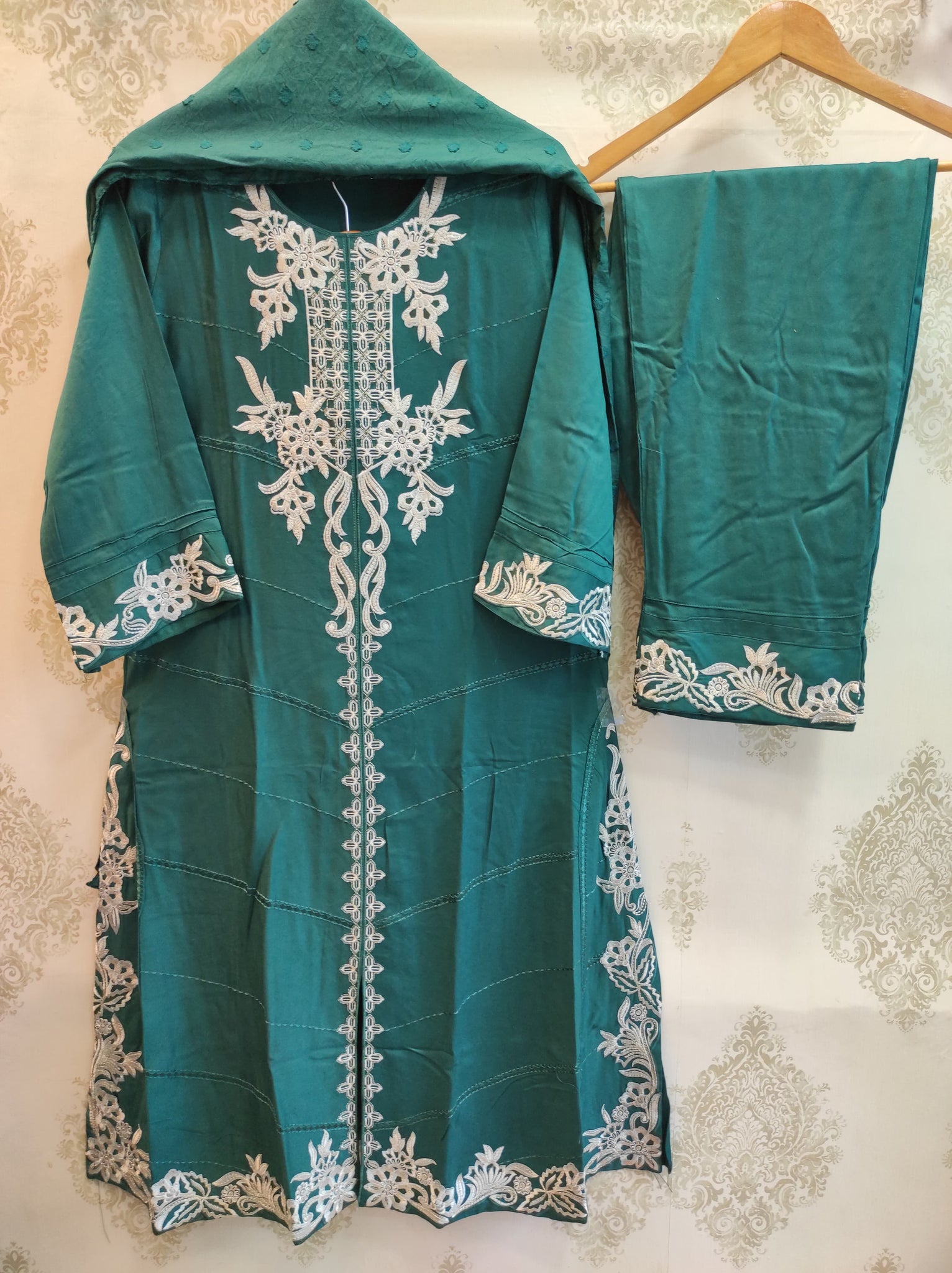 Dark Sea Green A-Line Rayon Set