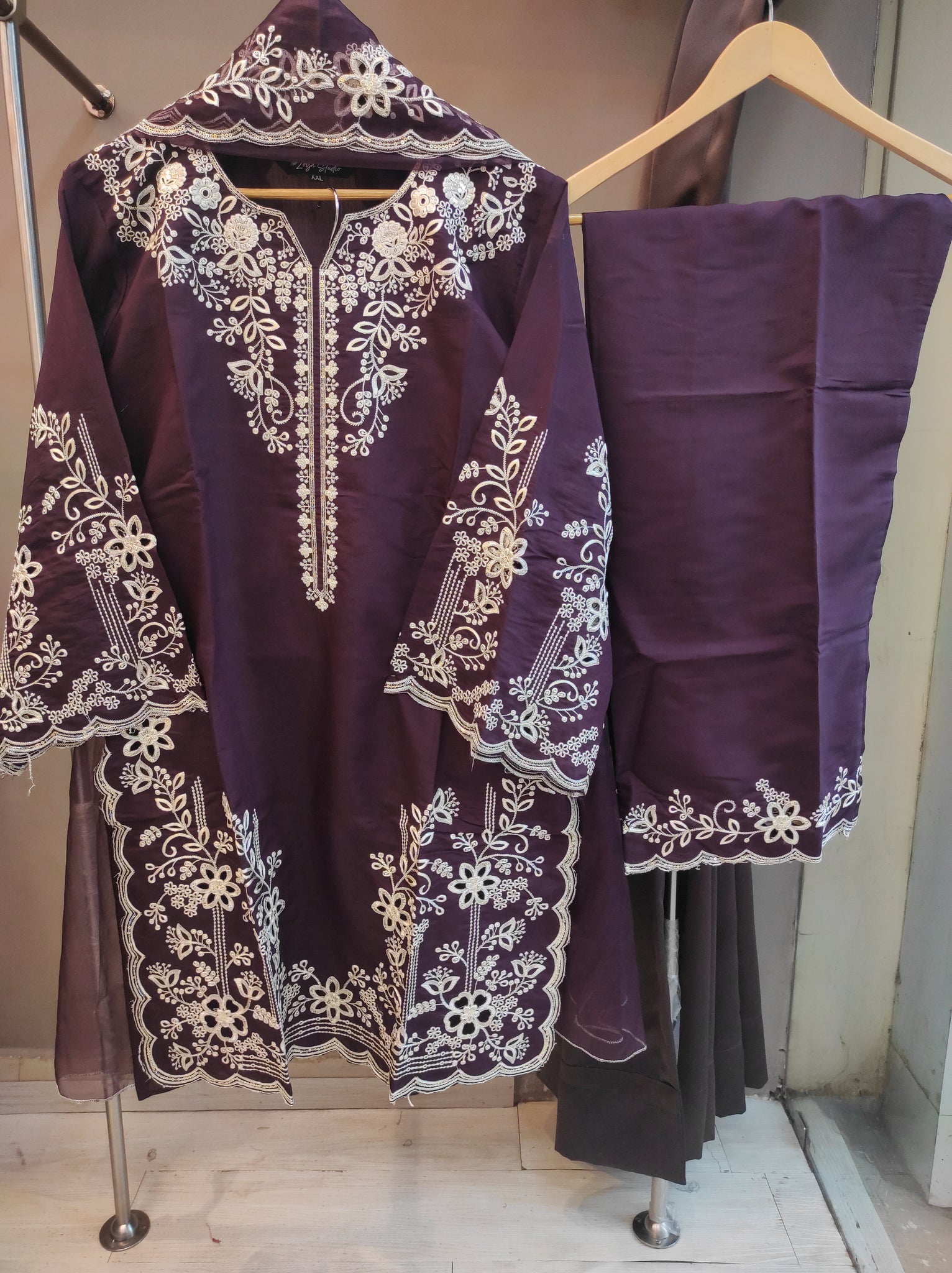 Cotton Satin Tunic Set | Wine