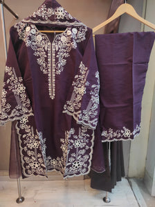 Cotton Satin Tunic Set | Wine