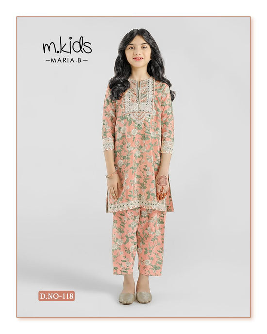 2 Piece Embroidered Lawn Suit | D.no.118 | Peach