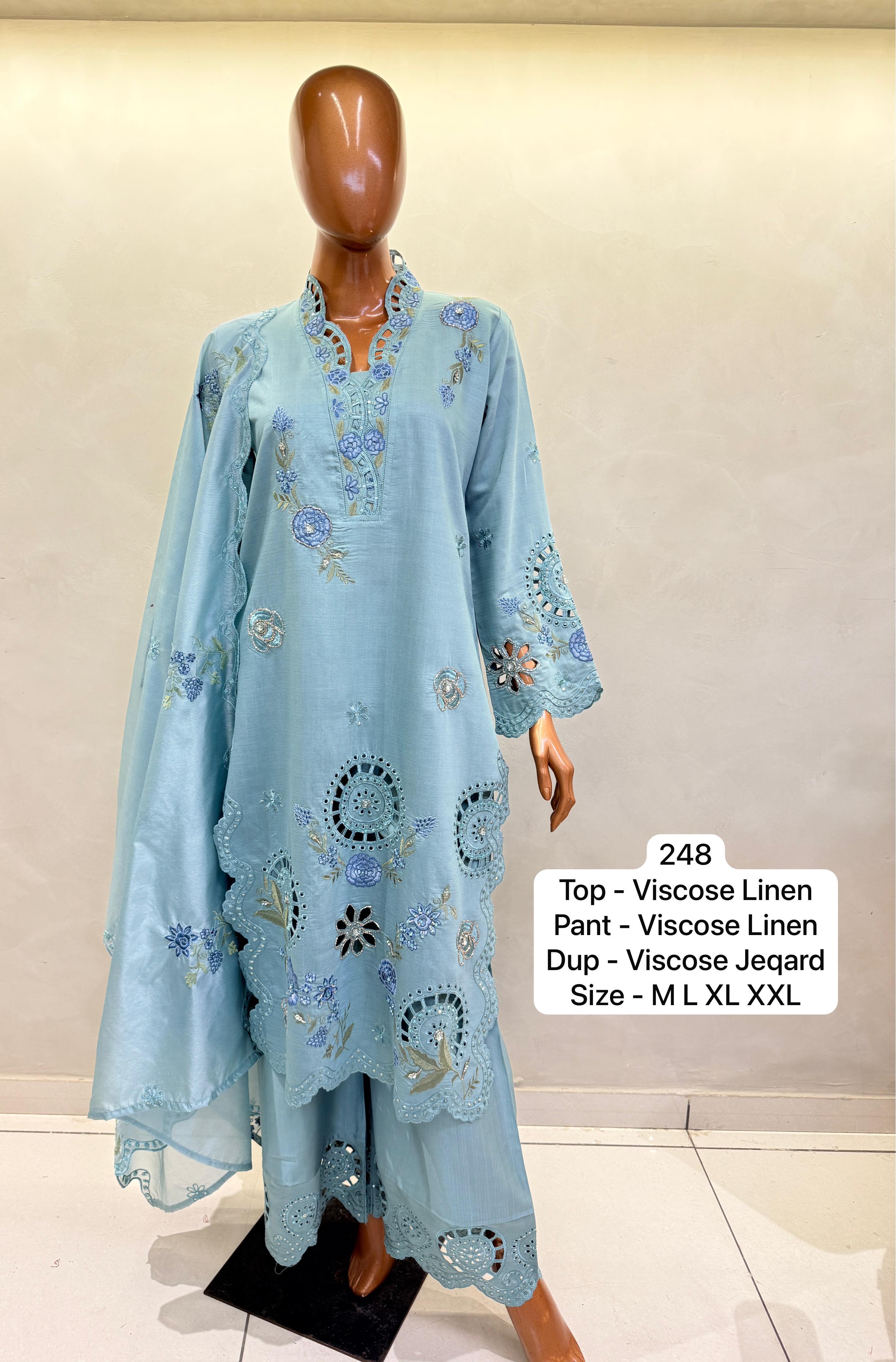 Viscose Linen Kurta Set | BLUE