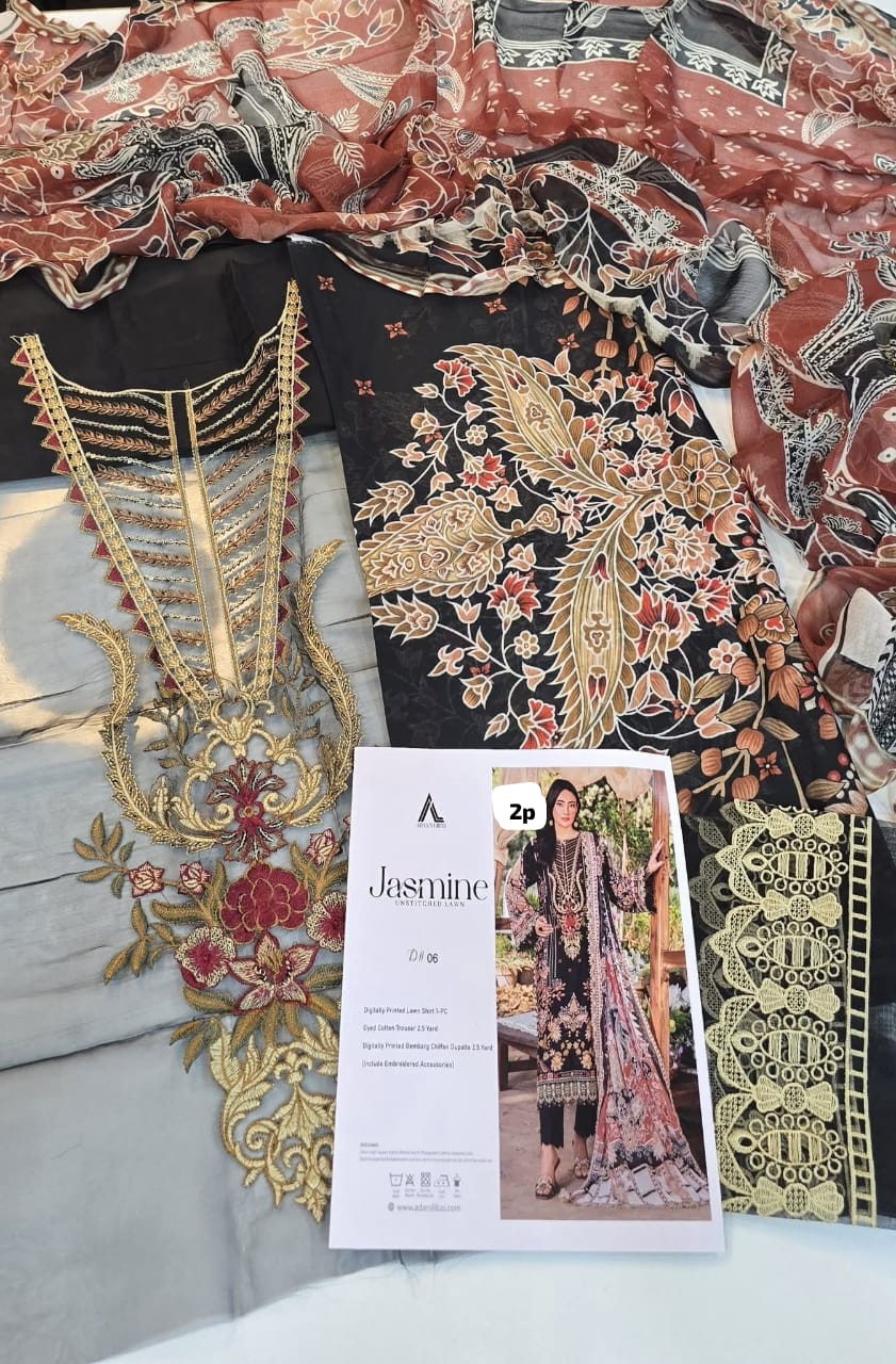 JASMINE UNSTITCHED LAWN ADAN LIBAS D#02