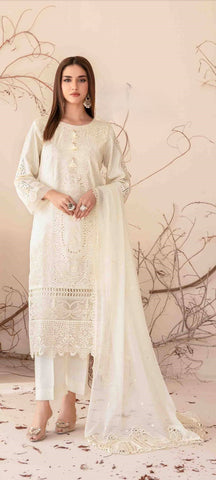 Off White Semi-stitched Lawn