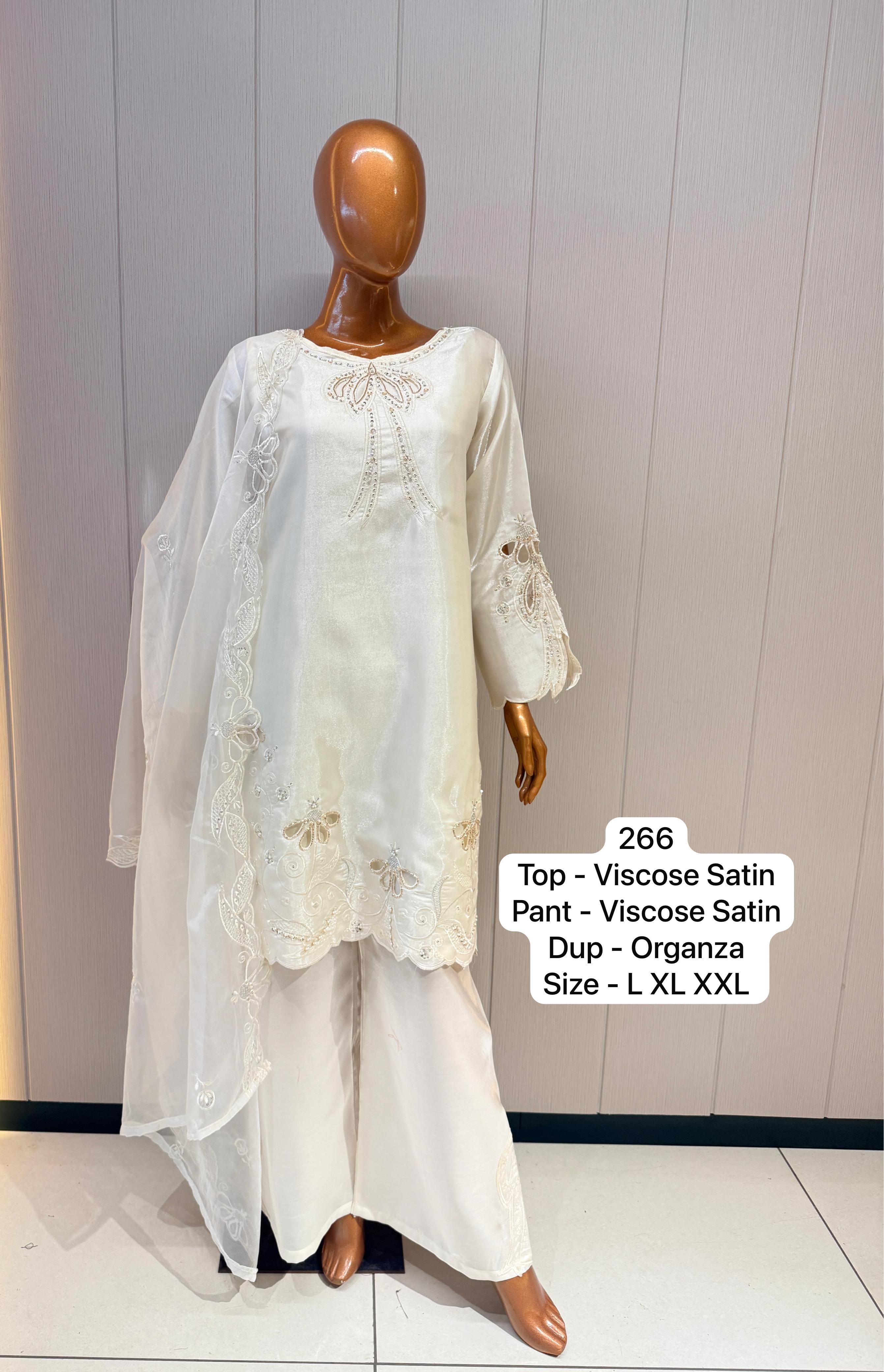 Ivory Viscose Satin Suit