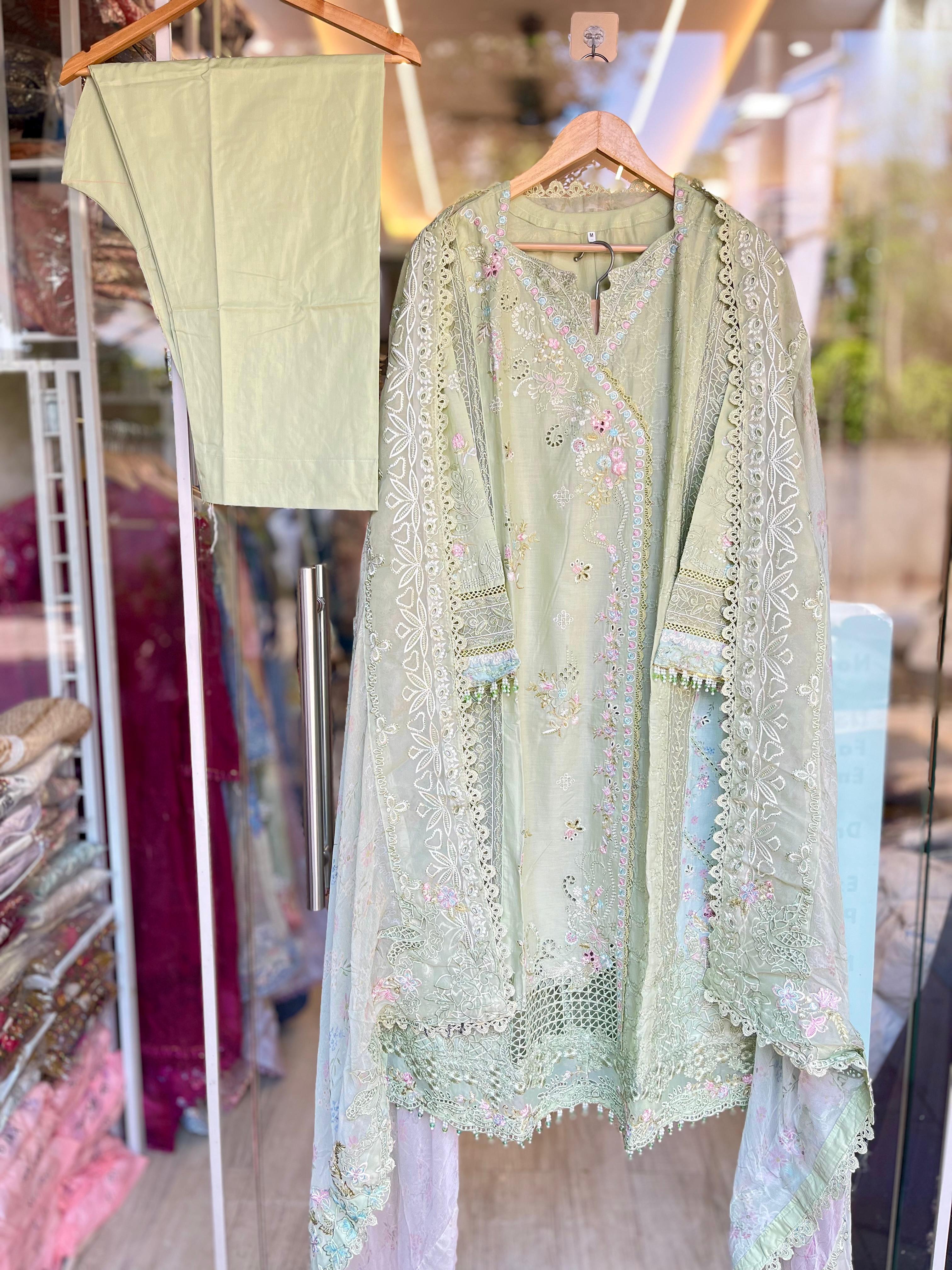 Qalamkar Sahil Lawn 2026 | Jiya | Pista  Embroidered Lawn Suit