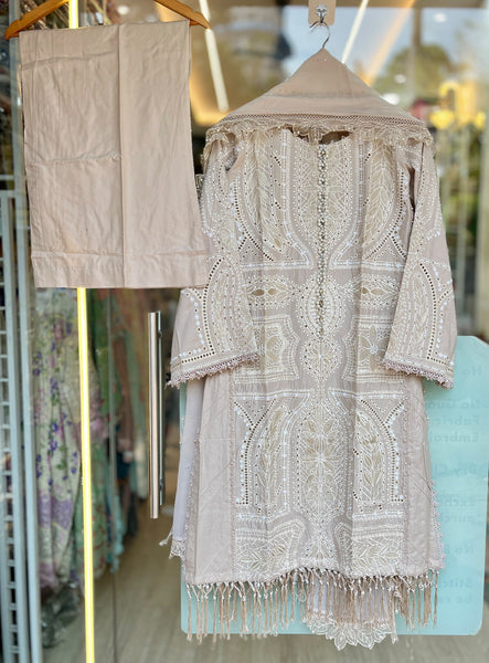 Champagne Pearl – Luxury Embroidered Pakistani Lawn Suit