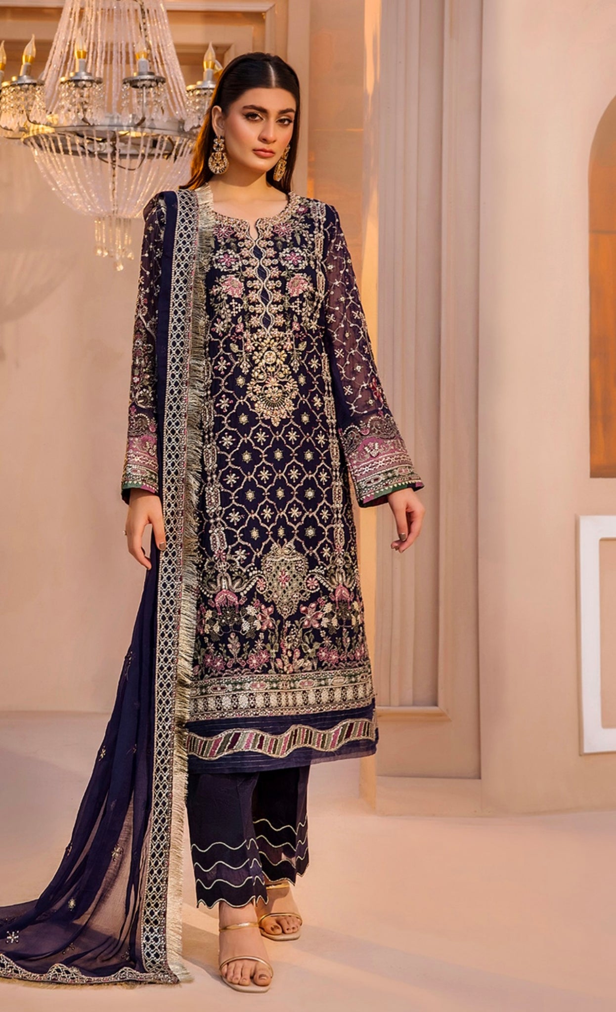 Embroidered Chiffon Design - 17