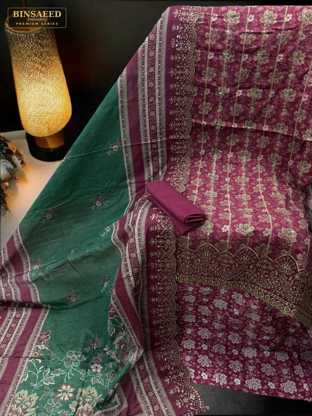 Bin Saeed Embroidered Lawn Collection | Maroon
