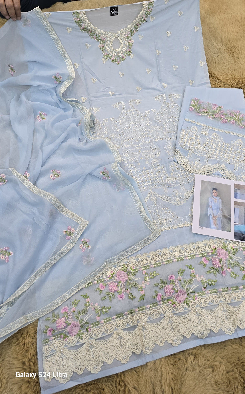 Light Blue Semi-stitched Lawn