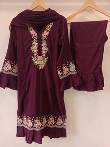 Wine Embroidered Suit