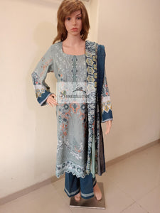 Greyish Blue Embroidered Suit
