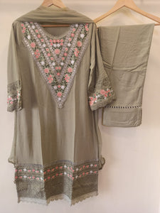 Olive Grey Kurta Set