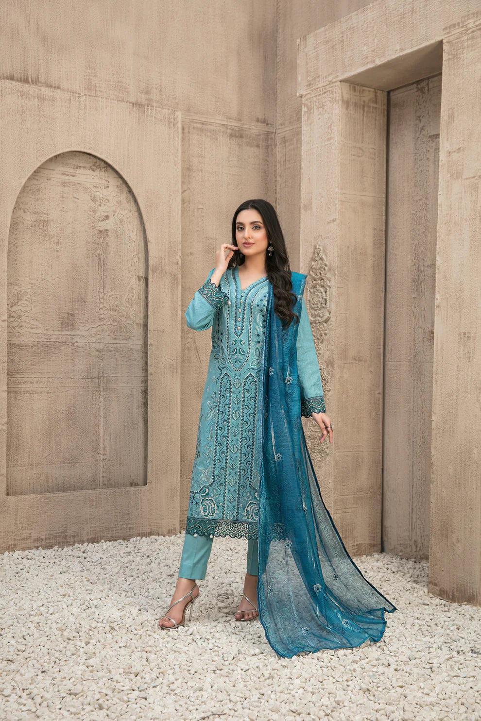 ZYLAH BY TAWAKKAL 3 Piece Un Stitched Suit - D-8525