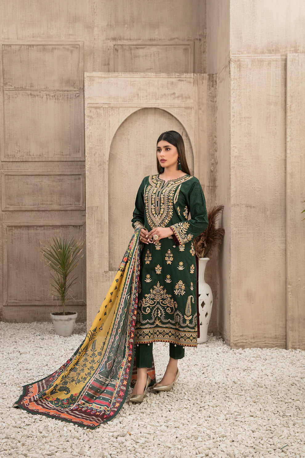 ZYLAH BY TAWAKKAL 3 Piece Un Stitched Suit - D-8529