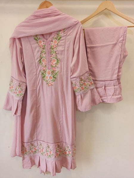 Baby Pink Embroidered Suit