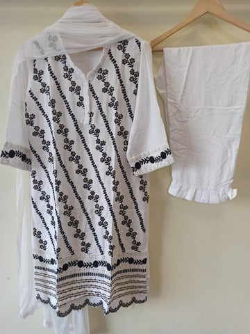 White and Black Embroidered Set