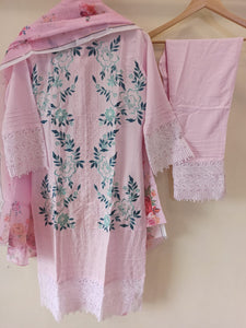 Baby pink Embroidered Suit