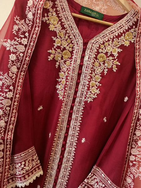 Bin Saeed Stitched Embroidered Chiffon