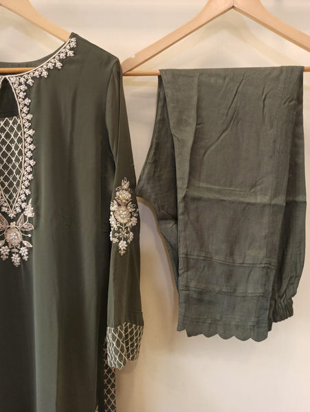 Mehendi Green Georgette Kurta Set