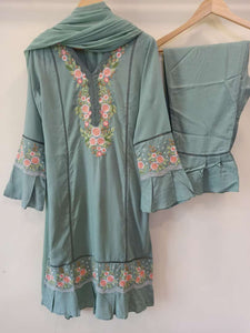 Sea Blue Embroidered Suit