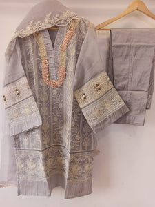 Ribbon Work Kurta Set With Dupatta