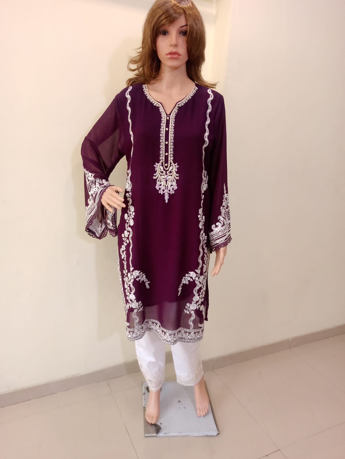 Wine Georgette Tunic