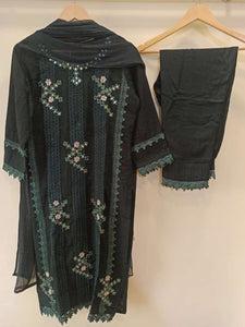 Bottle Green Mirrorwork Kurta Set