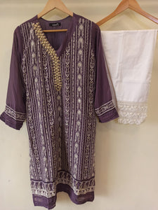 Georgette Purple Embroidered Set