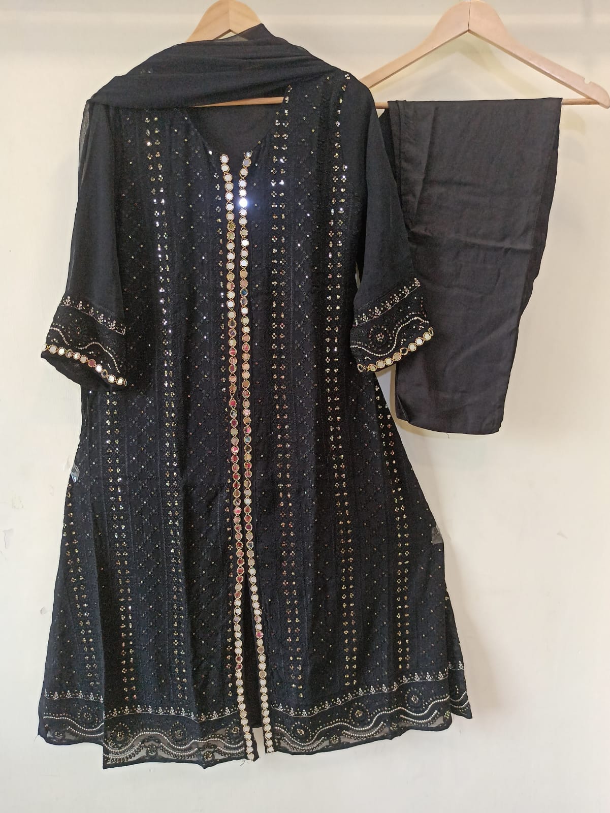 Black Georgette Mirror work