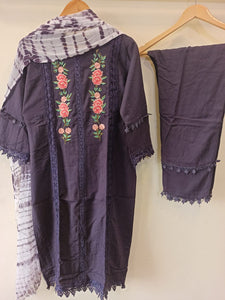 Purple Embroidered Kurta Set